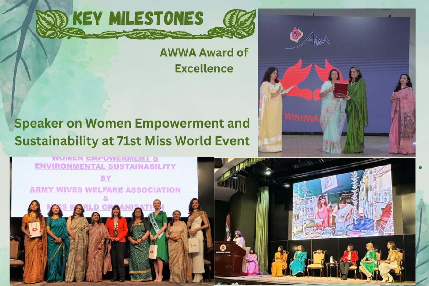 AWWA Award of Excellence and speaking engagement at 71st Miss World Event