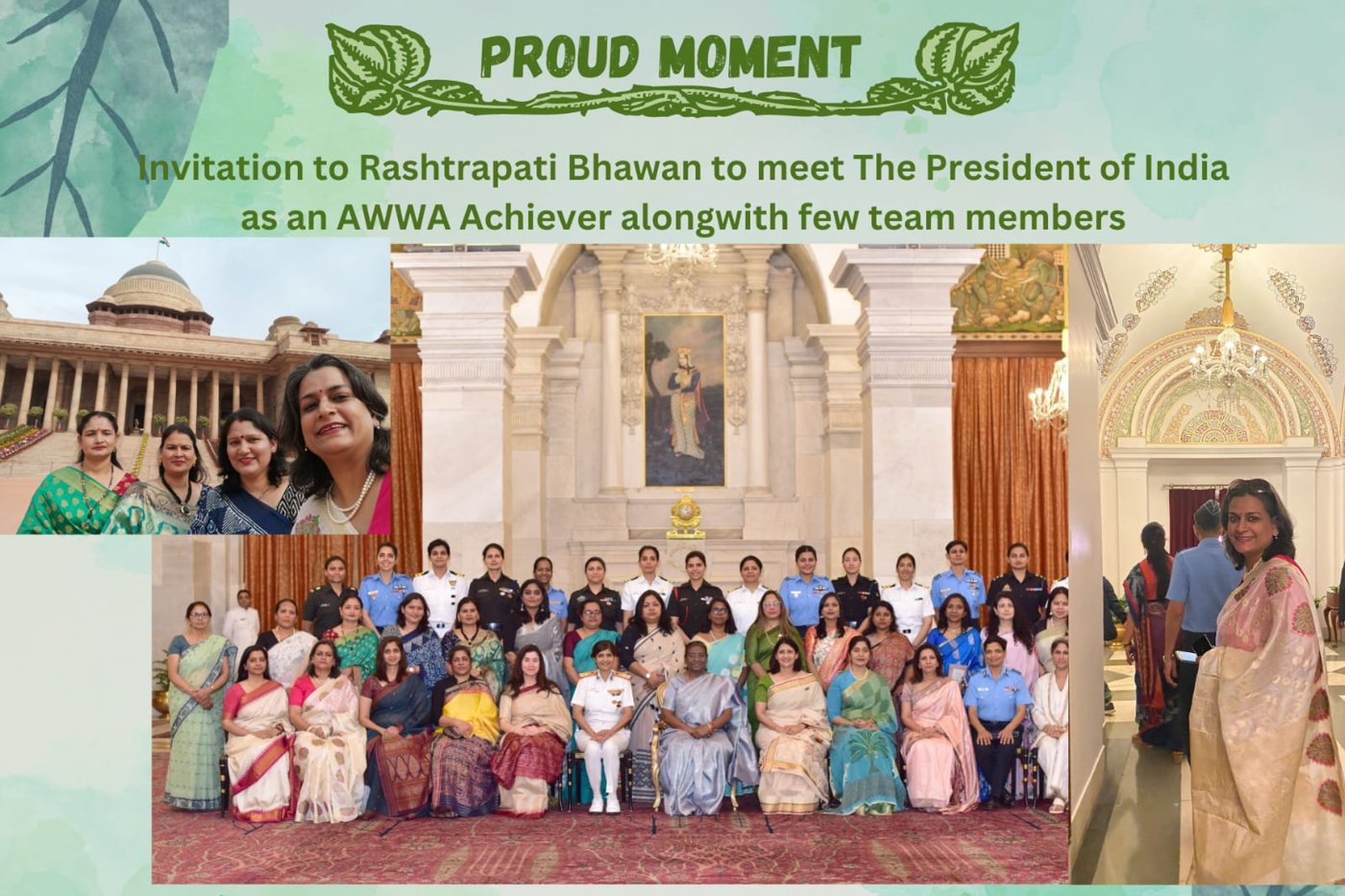 Invitation to Rashtrapati Bhawan to meet the President of India as an AWWA Achiever