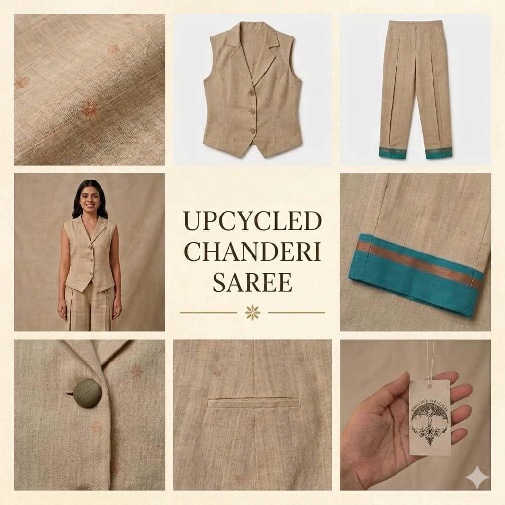 Upcycled Chanderi saree cord set