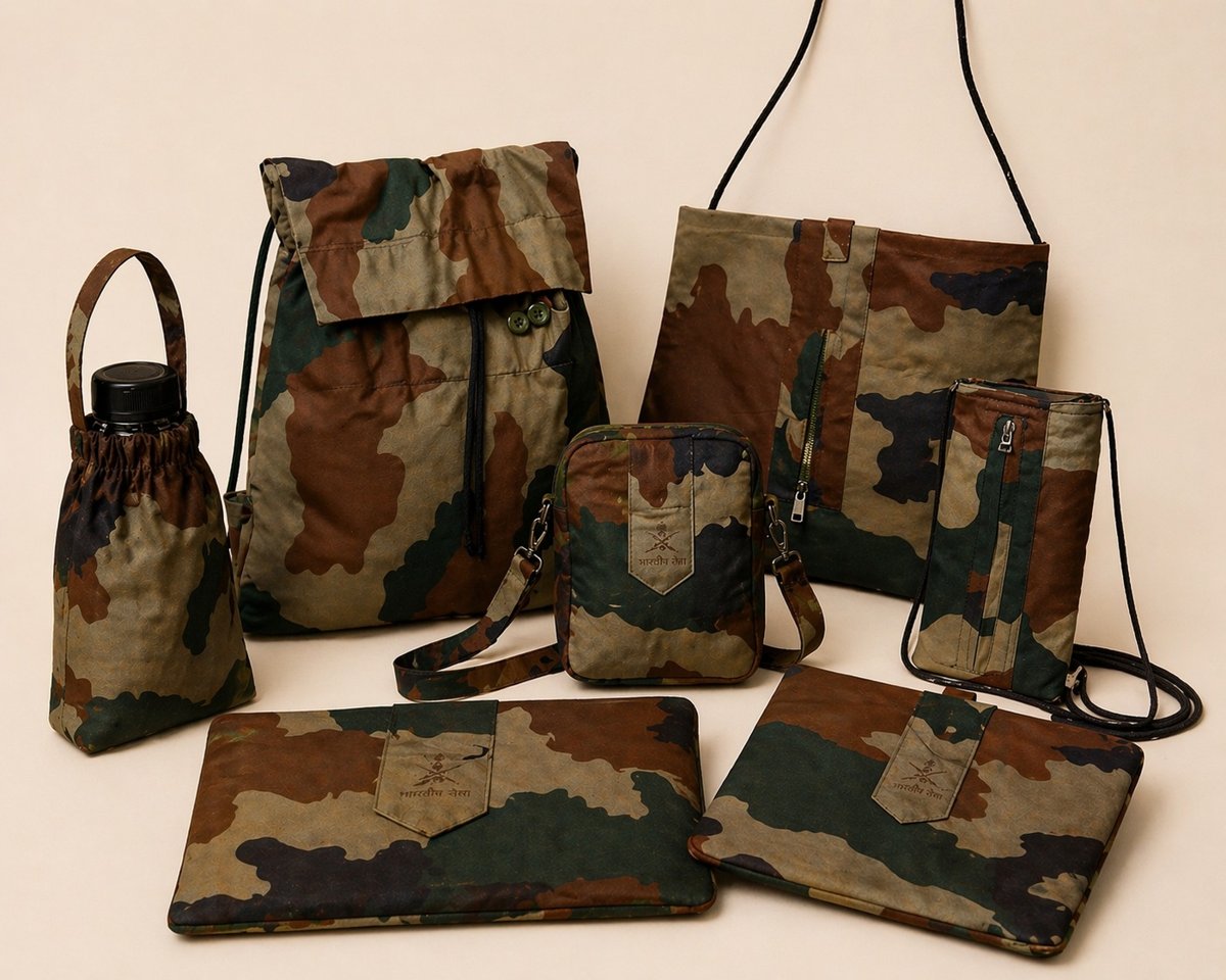 Upcycled Army uniform accessories set